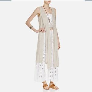 Free People Baja Escape Sleeveless Linen Duster Cream Size Medium